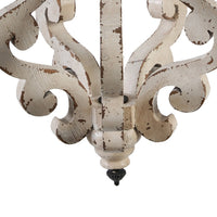 13 Inch 1 Light Chandelier, Classic Fir Wood Scrollwork, Iron, White, Black - BM285194