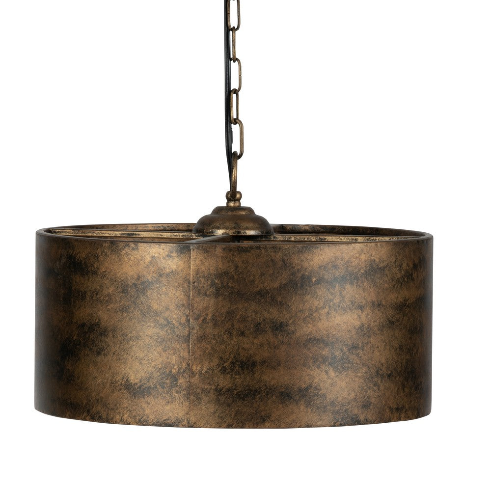 16 Inch 3 Light Chandelier, Round, Iron Frame, Rustic Brushed Bronze Finish - BM285202