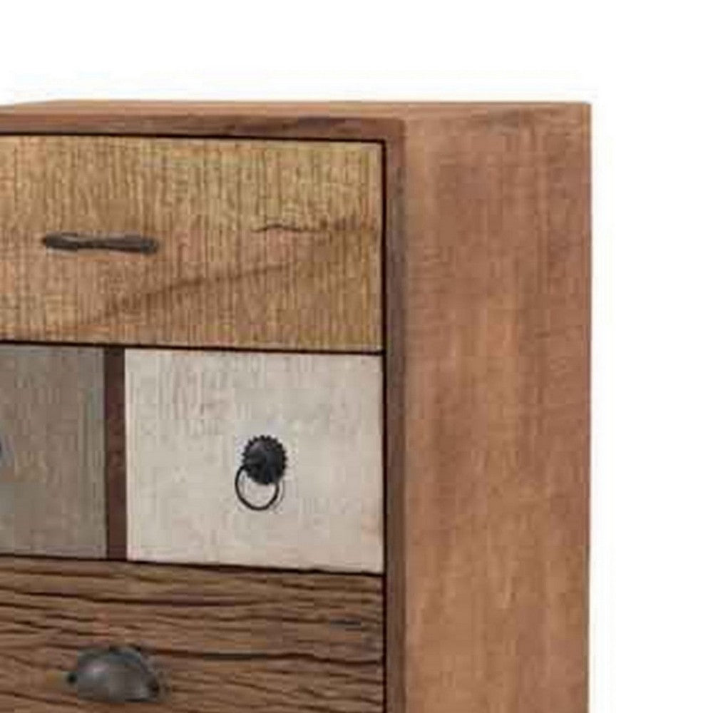 42 Inch Tall Dresser Chest, Multicolor, 6 Drawers, Sturdy Sled Base, Brown - BM285221