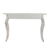 30 Inch Console Table, Fir Wood, Rectangle, Curved Legs, Distressed White - BM285232