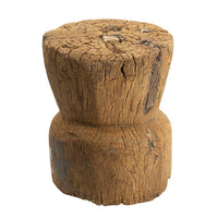 14 Inch Stool Table, Rustic Style, Tree Log Design, Distressed Wood Brown - BM285252