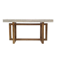 55 Inch Console Sideboard Sofa Table, Hand Carved Wood Apron, Classic Brown - BM285271