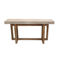 55 Inch Console Sideboard Sofa Table, Hand Carved Wood Apron, Classic Brown - BM285271