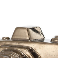 6 Inch Decorative Camera Table Top Accent, Distressed Gold Finish Ceramic - BM285272
