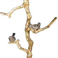 28 Inch Accent Table, Artful Branchlike Frame, Silver Bird Accents, Gold - BM285329