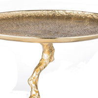 28 Inch Accent Table, Artful Branchlike Frame, Silver Bird Accents, Gold - BM285329