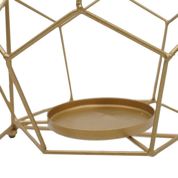 22 Inch Iron Candle Holder, Modern Geometric Accent Hanging Design, Gold - BM285353