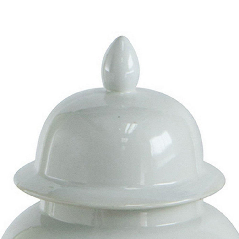 Deva 20 Inch Medium Porcelain Ginger Jar, Classic White Glossy Finish - BM285354