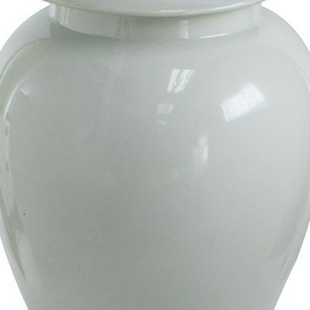 Deva 20 Inch Medium Porcelain Ginger Jar, Classic White Glossy Finish - BM285354