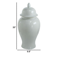 Deva 20 Inch Medium Porcelain Ginger Jar, Classic White Glossy Finish - BM285354