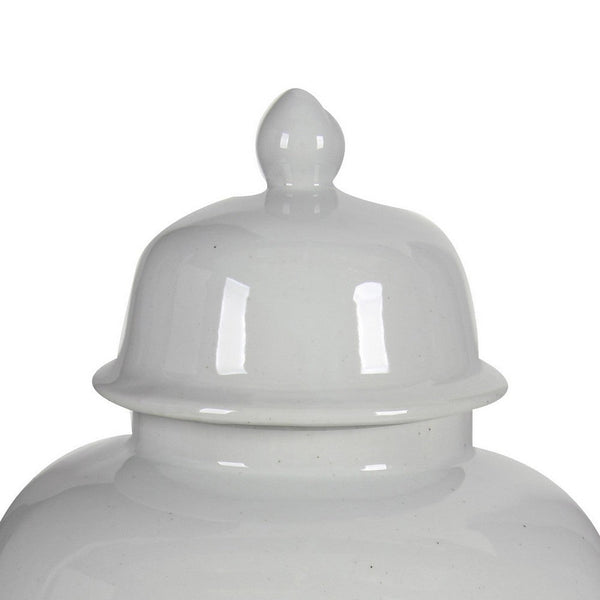 Deva 23 Inch Large Porcelain Ginger Jar, Classic White Glossy Finish - BM285355