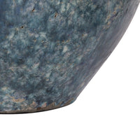 10 Inch Small Round Terracotta Vase, Subtly Curved, Textured Blue Finish - BM285357