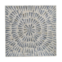 18 Inch Modern Capiz Accent Table Stool, Square, Gray Starburst Pattern - BM285362
