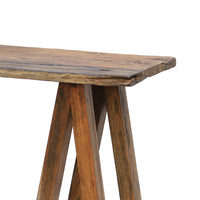 Drue 48 Inch Side Console Table, Textured Rustic Brown Wood Frame - BM285383