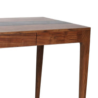 52 Inch Writing Desk, Natural Textured Acacia Wood, Burnished Brown - BM285406