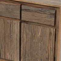 31 Inch Side Cabinet Console, 2 Doors and Drawers, Acacia, Mango Wood Brown - BM285407