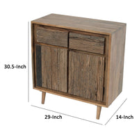 31 Inch Side Cabinet Console, 2 Doors and Drawers, Acacia, Mango Wood Brown - BM285407