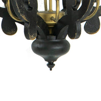 Aki 21 Inch Carved Wood Chandelier, 6 Lights, Vintage Classic, Black, Gold - BM285442