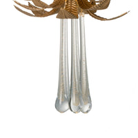 20 Inch Chandelier, Textured Leaves, Glass Clear Crystals, Modern, Gold - BM285445