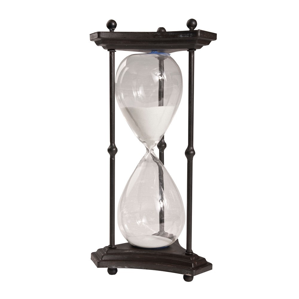 17 Inch Hourglass Accent Decor, Striking and Stylish Black Metal Frame - BM285545