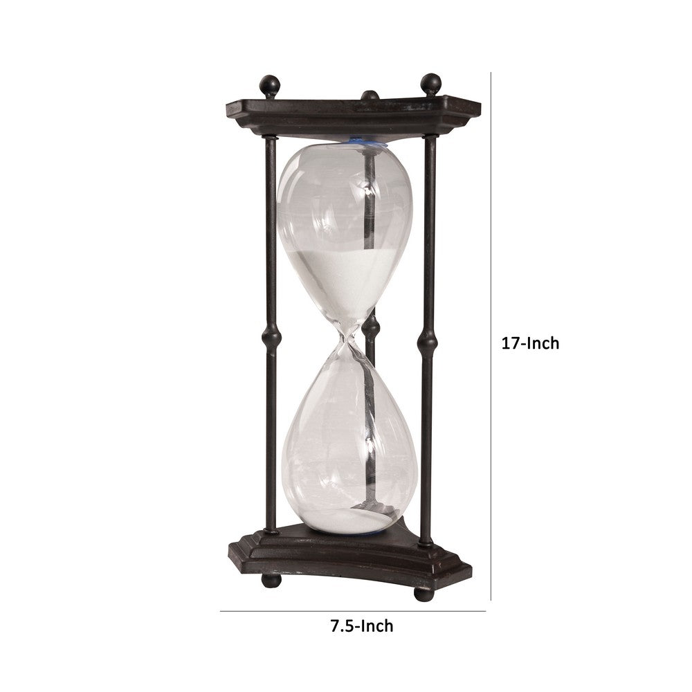 17 Inch Hourglass Accent Decor, Striking and Stylish Black Metal Frame - BM285545