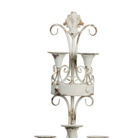 16 Inch Wall Mount Candle Holder, Ornately Scrolled White Metal Finish - BM285548
