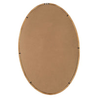 33 Inch Modern Accent Wall Mirror, Mountable Oval Wood Frame in Brown - BM285554