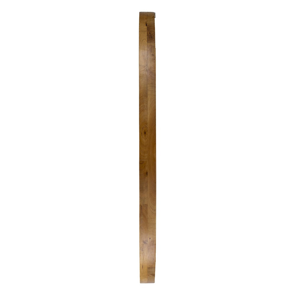 33 Inch Modern Accent Wall Mirror, Mountable Oval Wood Frame in Brown - BM285554