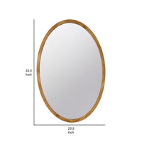 33 Inch Modern Accent Wall Mirror, Mountable Oval Wood Frame in Brown - BM285554