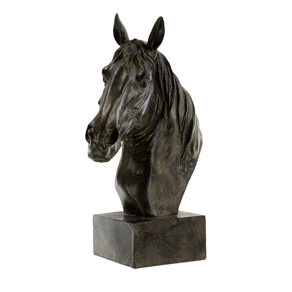 16 Inch Modern Decorative Figurine Sculpture, Horse Bust, Black Polyresin - BM285564