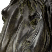 16 Inch Modern Decorative Figurine Sculpture, Horse Bust, Black Polyresin - BM285564