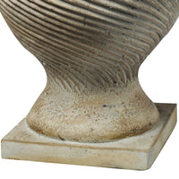 22 Inch Lidded Vase with Turned Finial Design and Swirl Pattern, White - BM285565