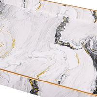 19, 18 Inch Set of 2 Modern Decorative Trays with Rims, Black and White - BM285568