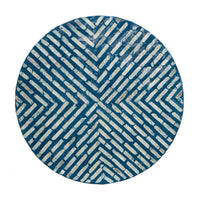 20 Inch Capiz Accent Stool Table, Cylindrical Linear Pattern, Blue, Black - BM285576