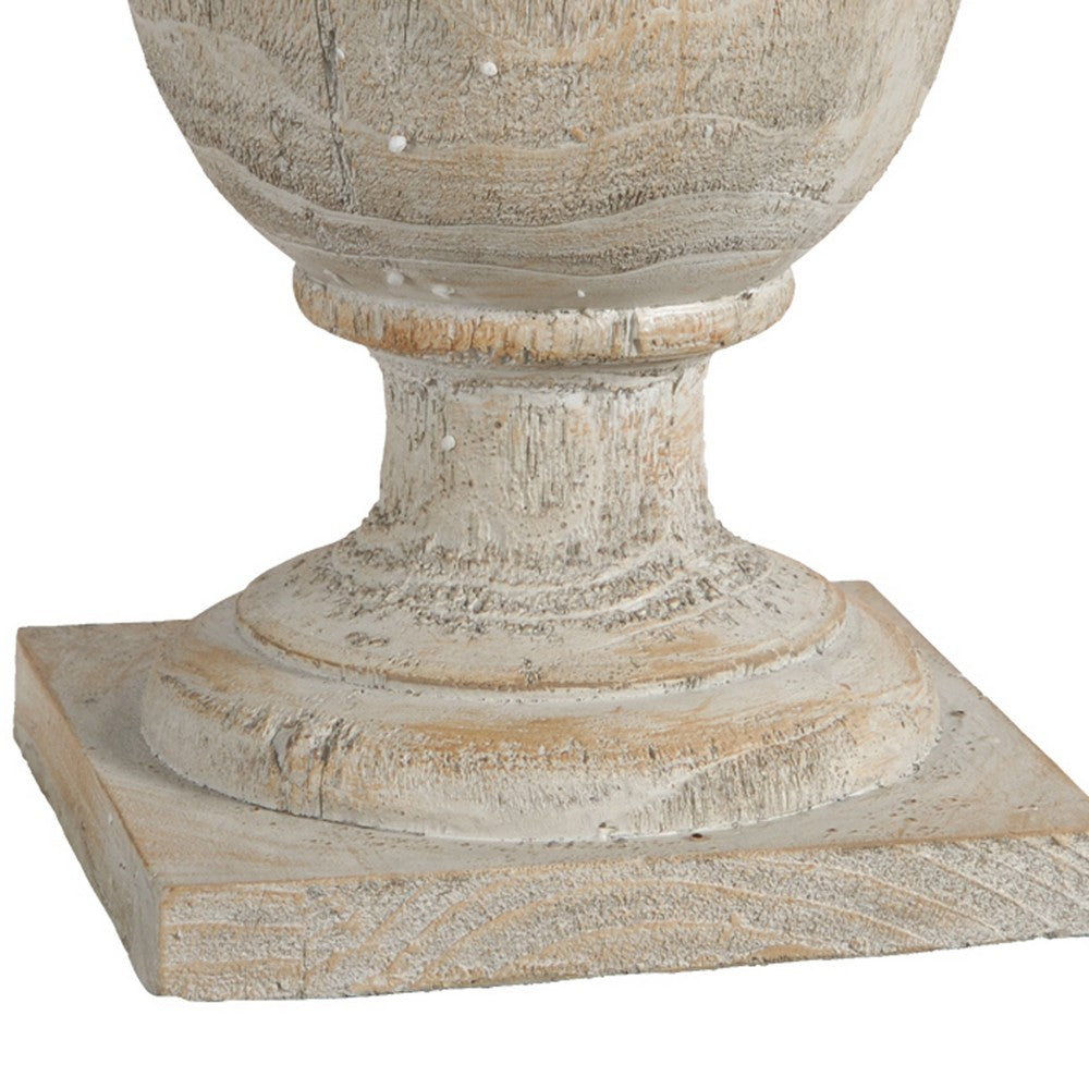 22 Inch Classical Accent Decor Statuette, Turned Finial Design, Off White - BM285582