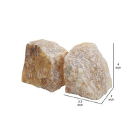 4 Inch Quartz Geode Bookend, Naturally Textured Shape, Brown and Beige - BM285586