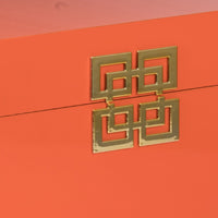 Neo 14, 11 Inch Set of 2 Decorative Boxes, Geometric Metal Accents, Orange - BM285589