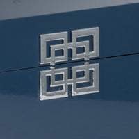 Neo 14, 11 Inch Set of 2 Decorative Boxes, Geometric Metal Accents, Blue - BM285590