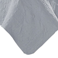 Ada 3 Piece Microfiber Full Size Quilt Set, Mandala Embroidery, Slate Blue - BM285616