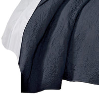 Ada 3 Piece Microfiber King Size Quilt Set, Mandala Embroidery, Indigo - BM285625