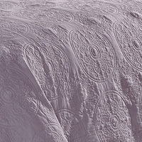 Ada 3 Piece Microfiber King Size Quilt Set, Mandala Embroidery, Purple - BM285626