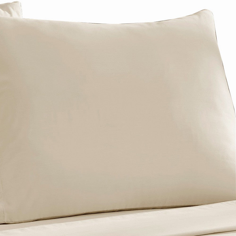 Ivy 4 Piece Full Size Cotton Ultra Soft Bed Sheet Set, Prewashed, Cream - BM285632