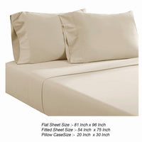 Ivy 4 Piece Full Size Cotton Ultra Soft Bed Sheet Set, Prewashed, Cream - BM285632