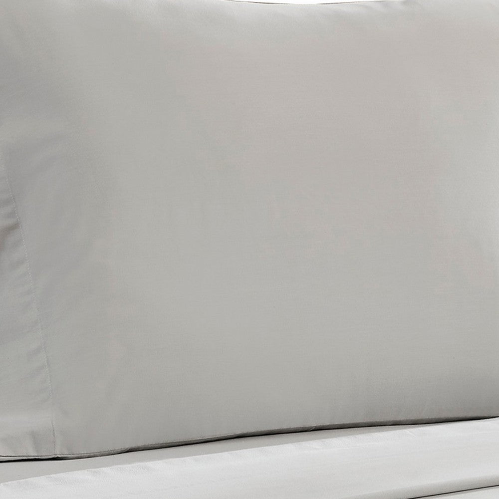 Ivy 4 Piece Queen Size Cotton Soft Bed Sheet Set, Prewashed, Light Gray - BM285640
