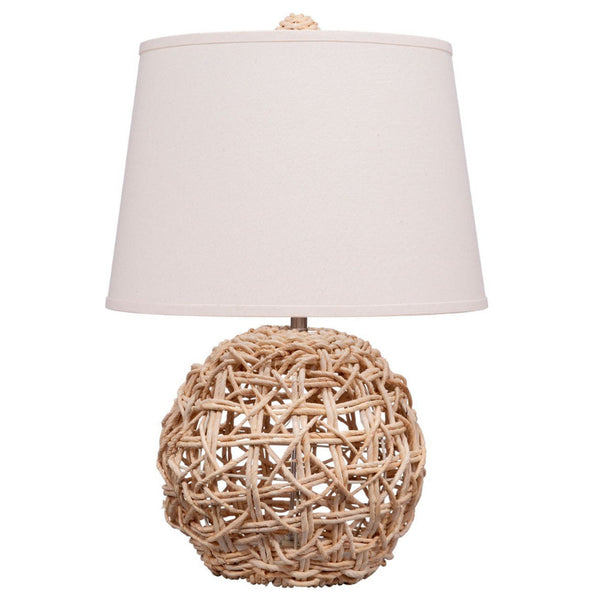 25 Inch Table Lamp, Elegant Handwoven Rope Base, Linen Shade, Natural Brown - BM285681