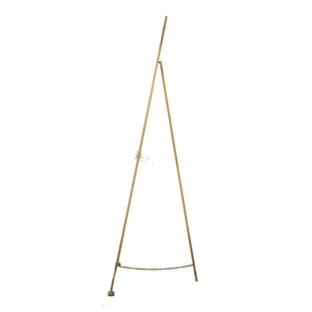 57 Inch Easel Stand, Gold Iron Frame, Free Standing for an Artists Touch - BM285911