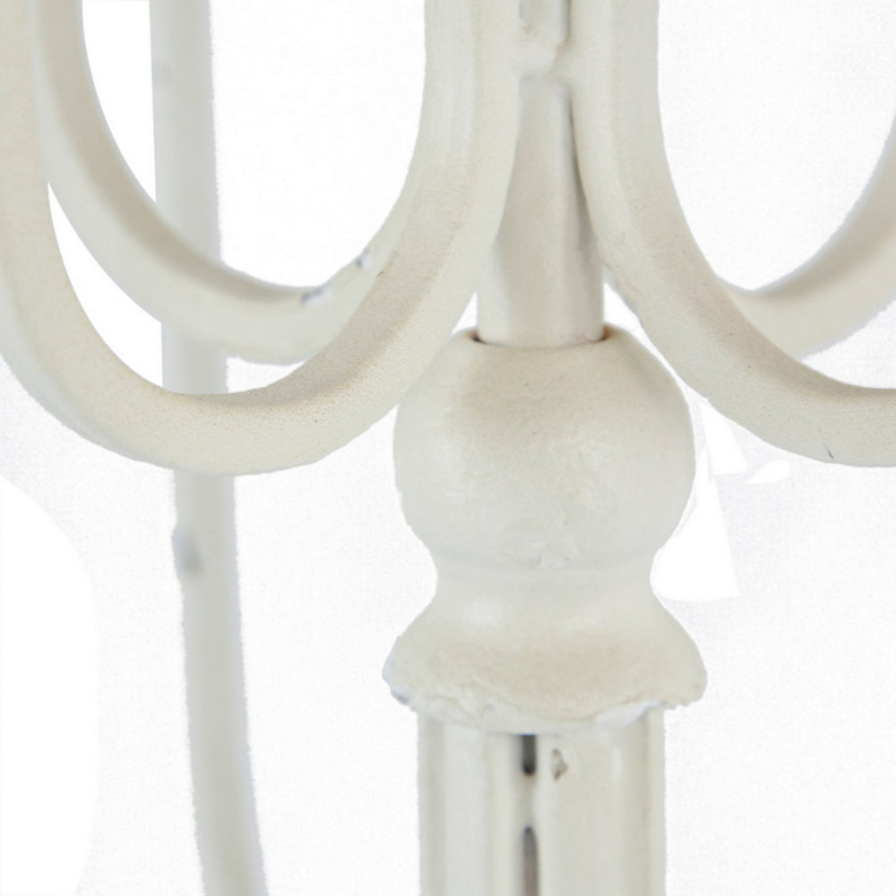 30 Inch Classic 11 Light Candelabra, Curved Arms, White Iron Frame - BM285915