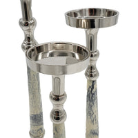 22, 16, 10 Inch Pillar Candle Set of 3, Agate Stone, Silver Metal Frame - BM285916