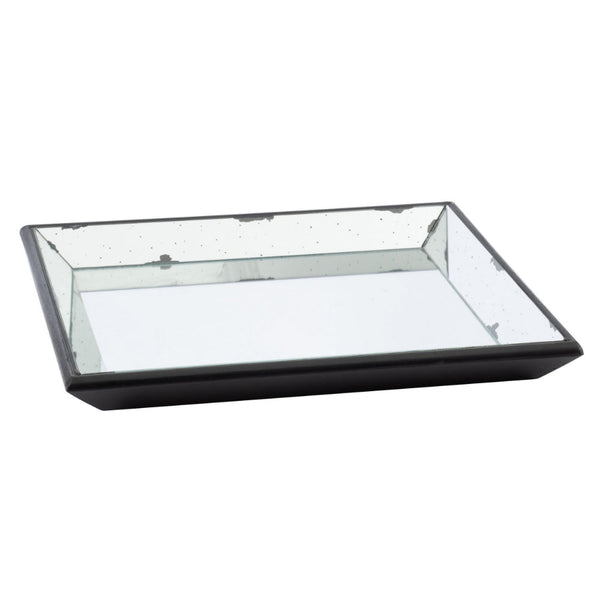 Inez 20 Inch Decorative Glass Tray, Silver Mirrored, Wall Hanger, Medium - BM285935