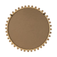 Emu 34 Inch Round Wall Mirror with Beaded Natural Brown Fir Wood Frame - BM285937